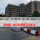 Complete List of NYSC Secretariats and Addresses Nationwide