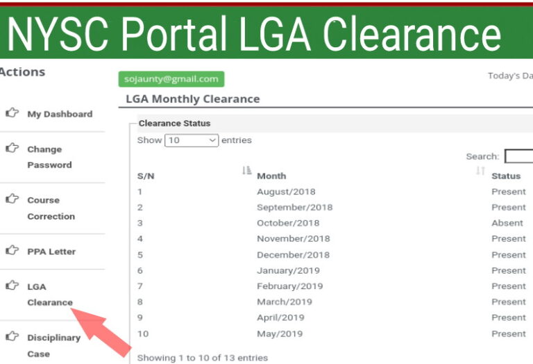 NYSC Portal LGA Clearance