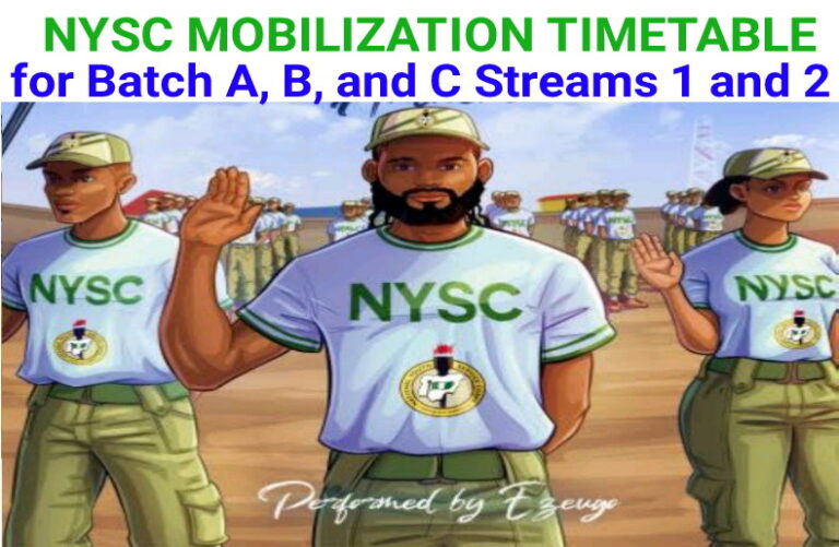 NYSC Mobilization Timetable 20242025 Batch A B & C Streams 1 & 2